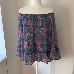 Lucky Brand Floral Off-The-Shoulder Ruffled Top!